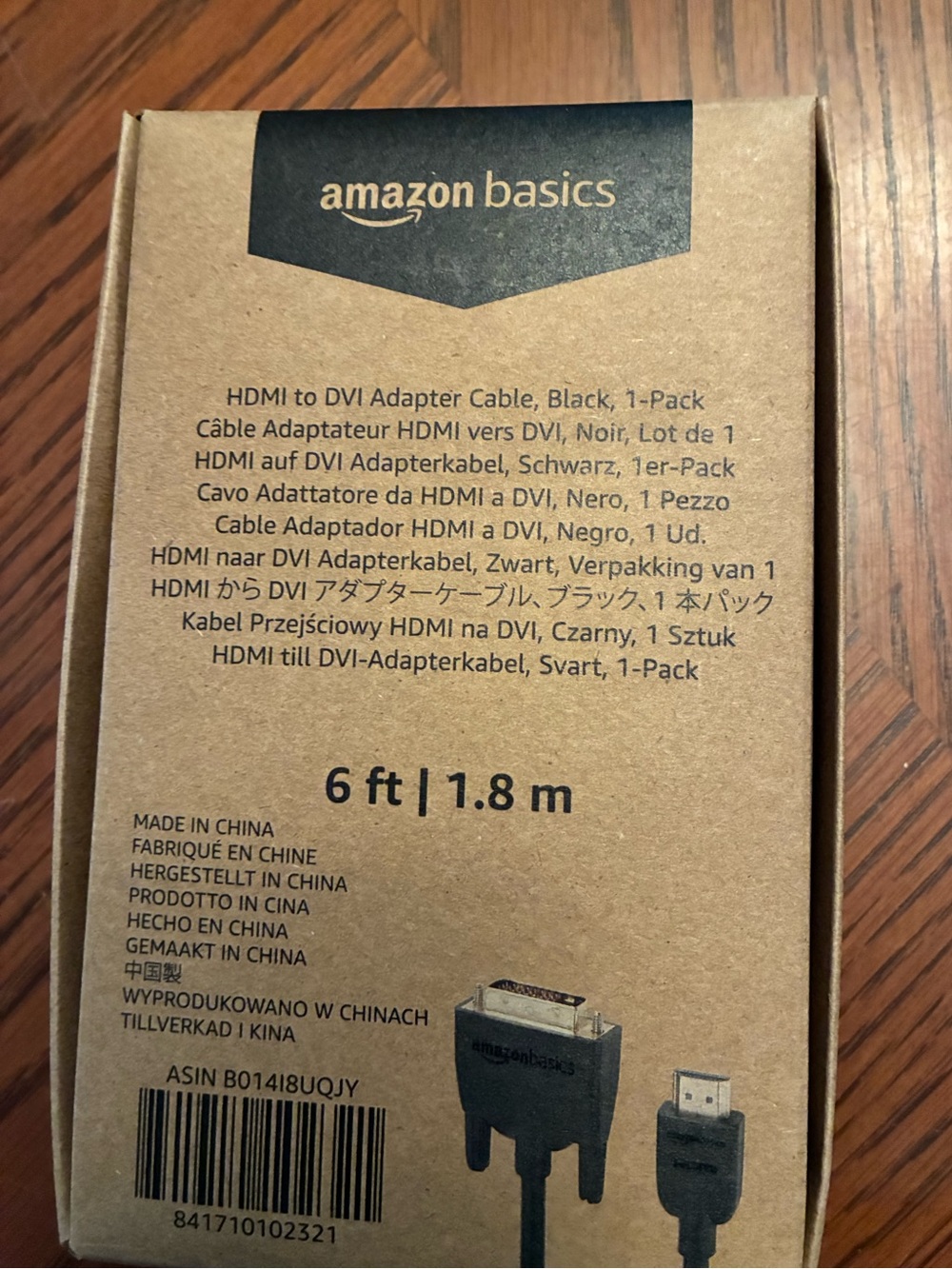 Amazon Basics Black HDMI to DVI Adapter Cable - 6 ft